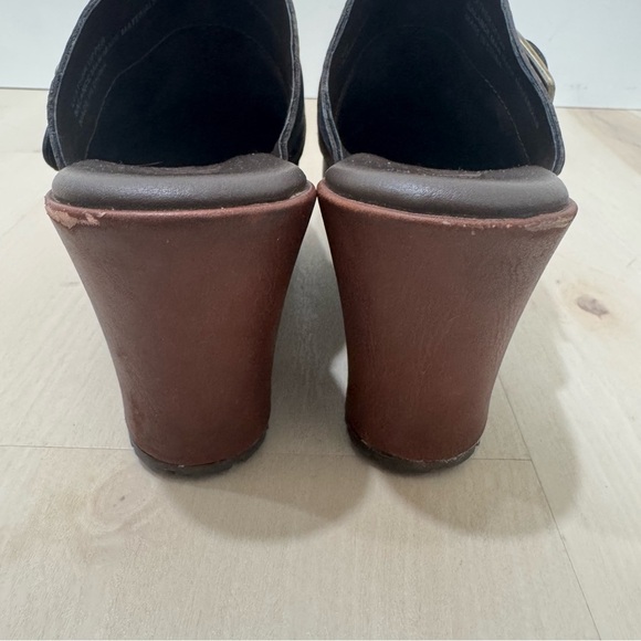 Korks by Kork Ease Mantha Women's 8 Brown Pebble Leather Heel Clog Buckle - Picture 2 of 15